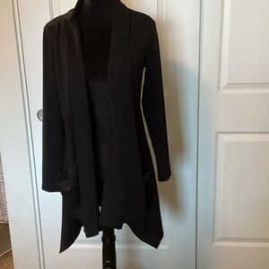 RONEN CHEN Elegant Black Cascade Open Front Cardigan 2 US Size 8